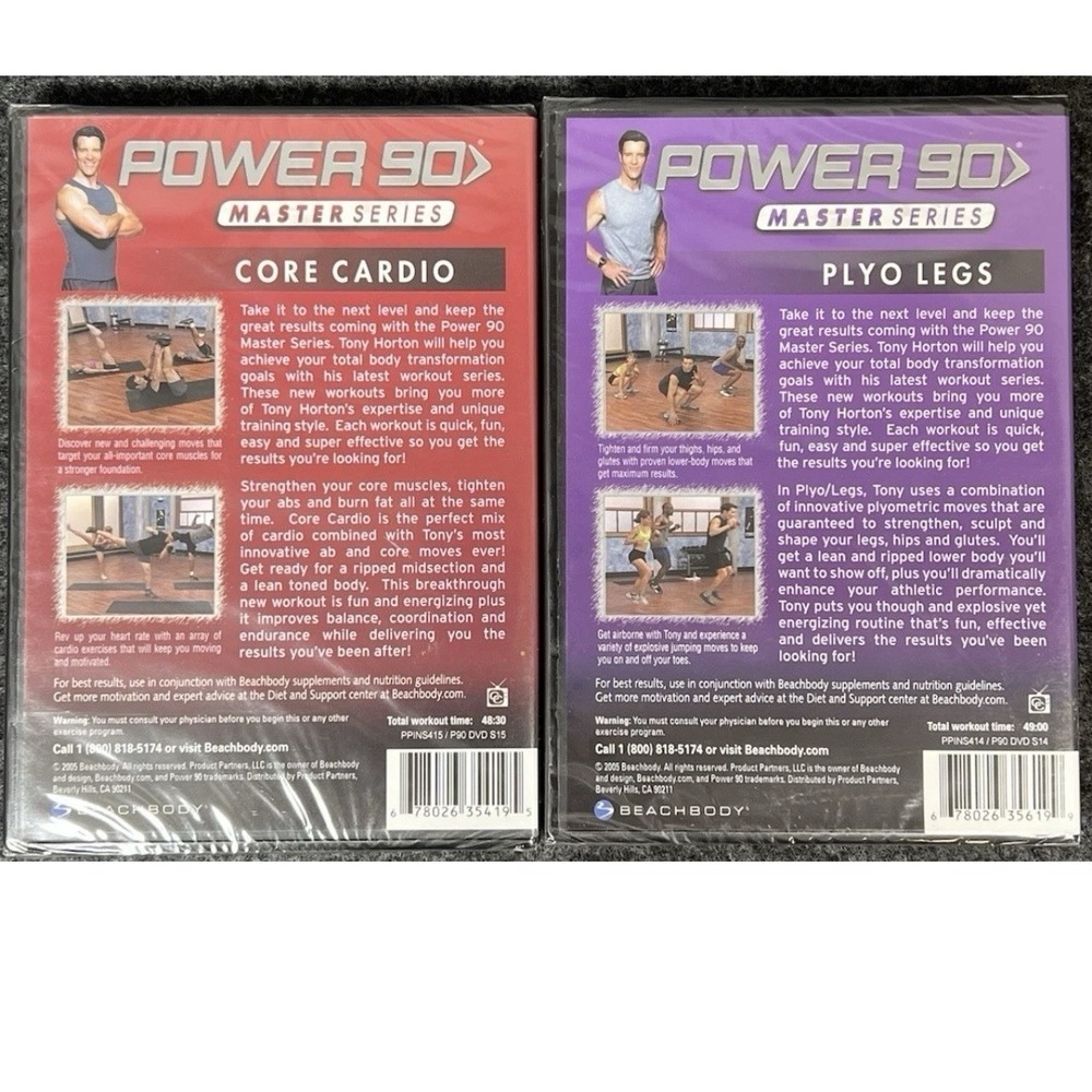 Power 90 Combo Plyo Legs + Core Cardio Master Series (DVD, 2005, Beachbody) NEW - Picture 2 of 6